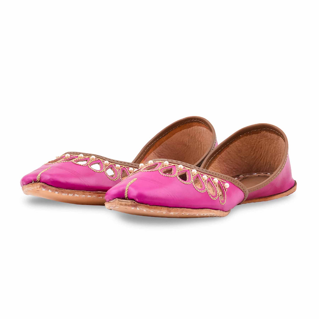 Pink Leather Khussa For Women EC8875