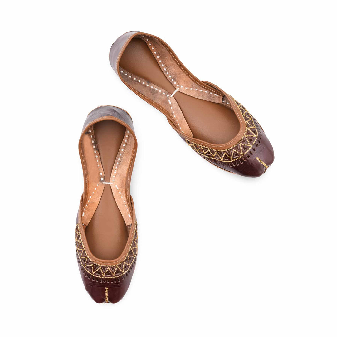 Brown Leather Khussa For Women EC8876
