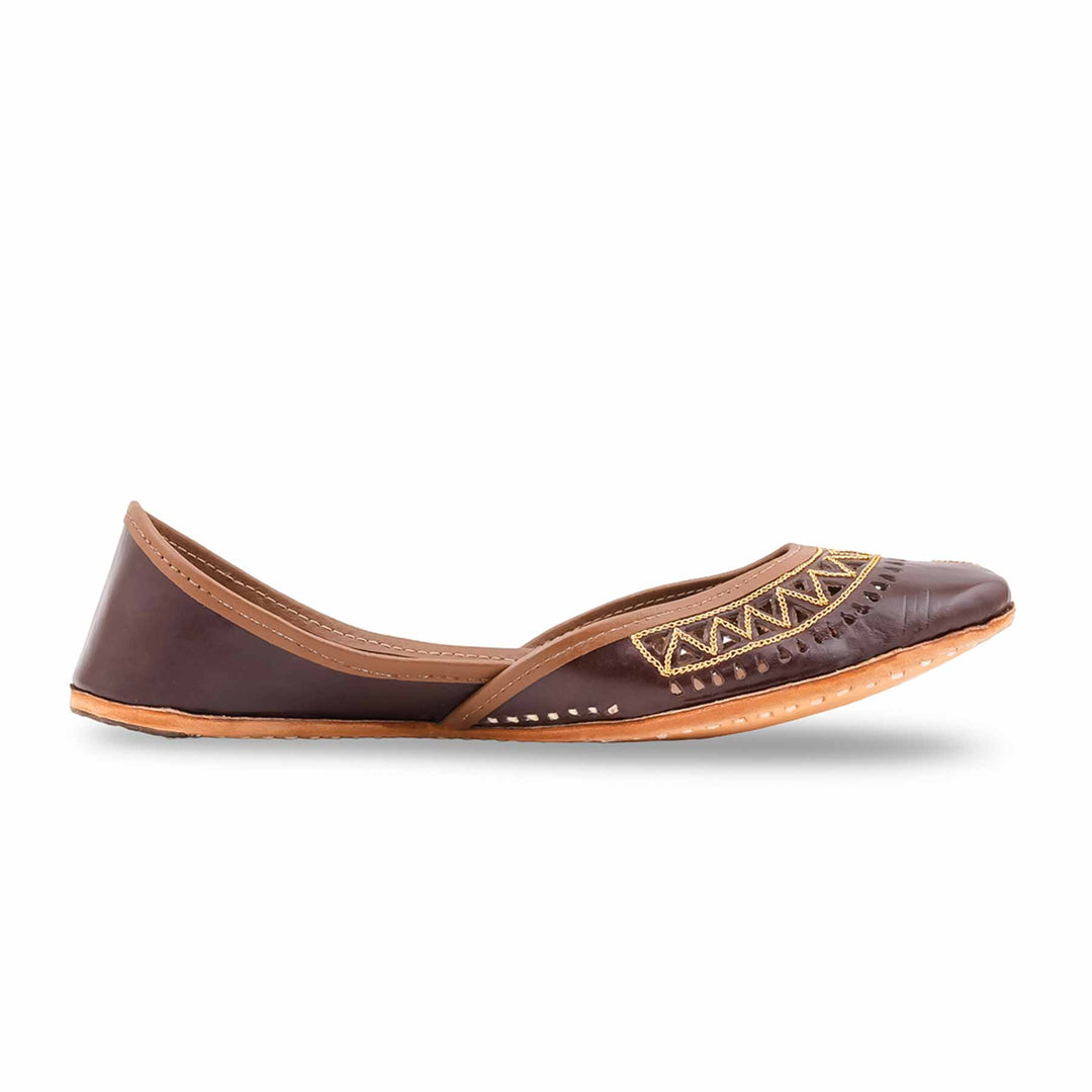 Brown Leather Khussa For Women EC8876
