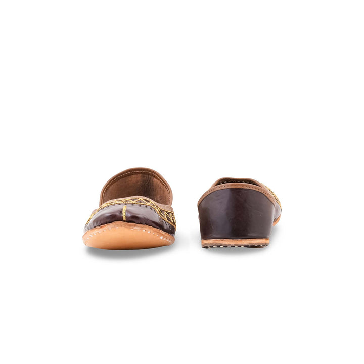 Brown Leather Khussa For Women EC8876