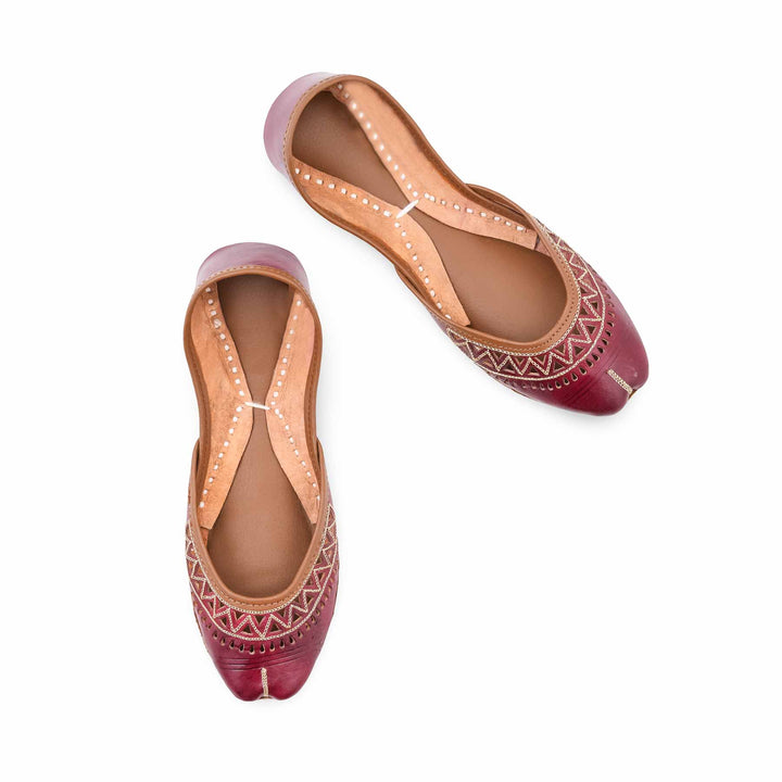 Maroon Leather Khussa For Women EC8876