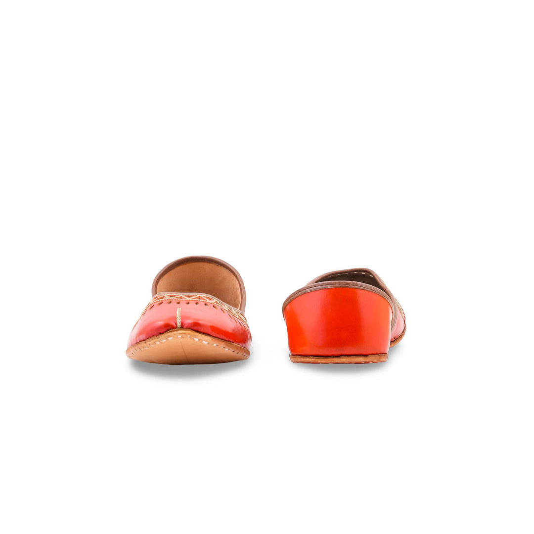 Red Leather Khussa For Women EC8876