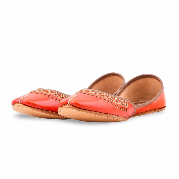 Red Leather Khussa For Women EC8876