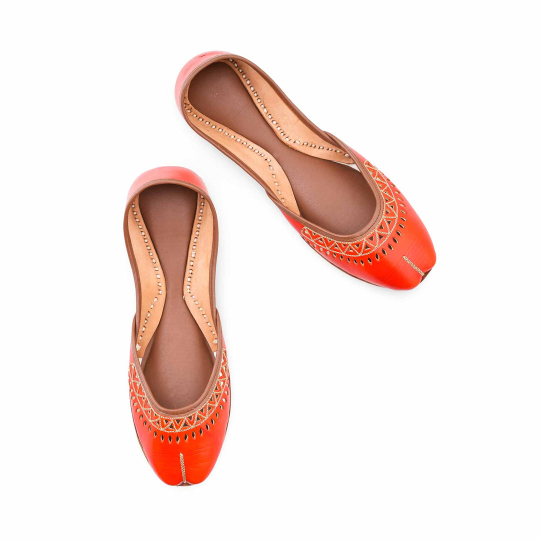 Red Leather Khussa For Women EC8876