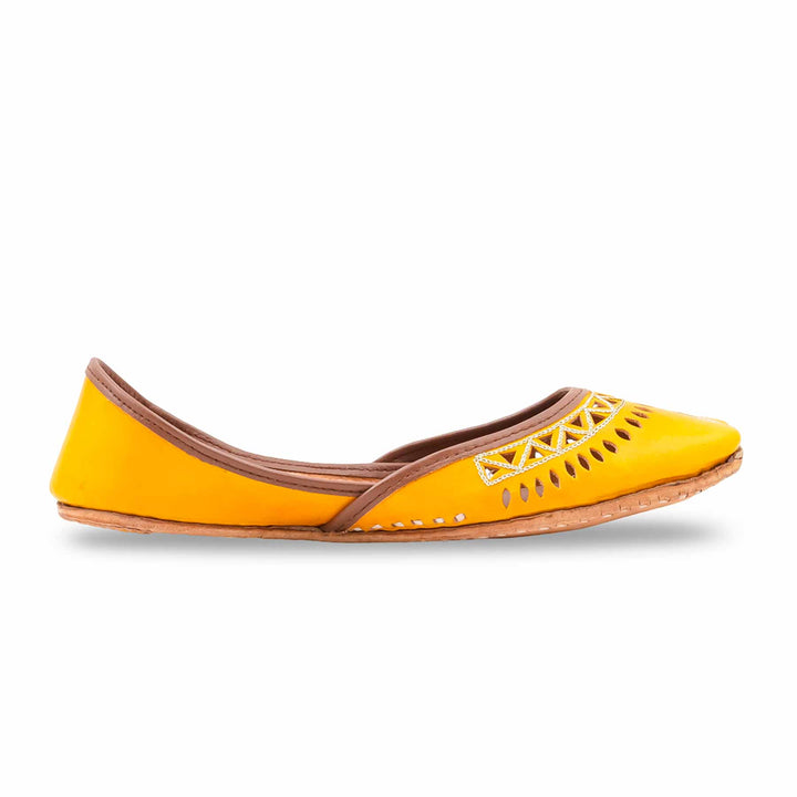 Yellow Leather Khussa For Women EC8876