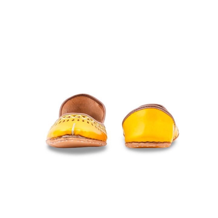 Yellow Leather Khussa For Women EC8876