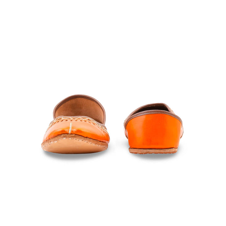 Orange Leather Khussa For Women EC8876