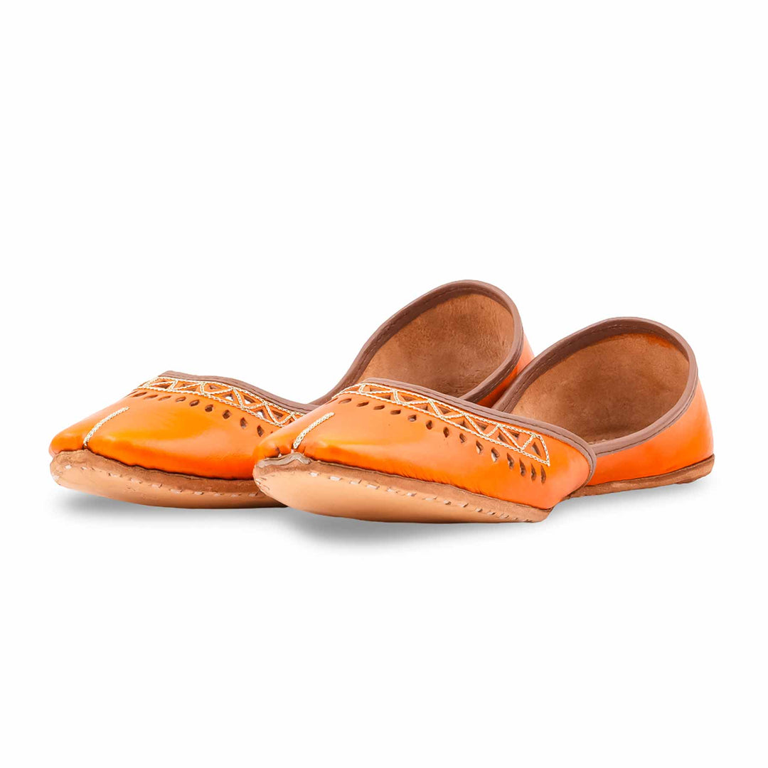 Orange Leather Khussa For Women EC8876