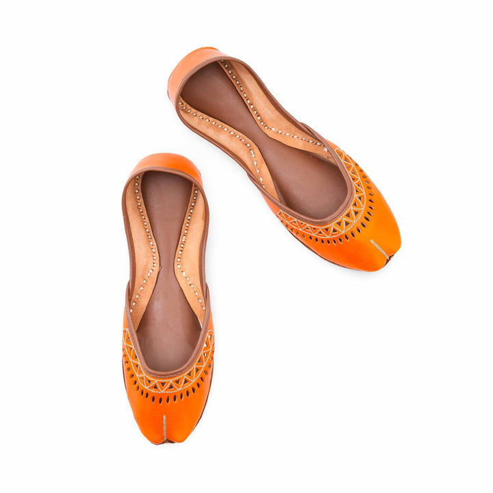 Orange Leather Khussa For Women EC8876