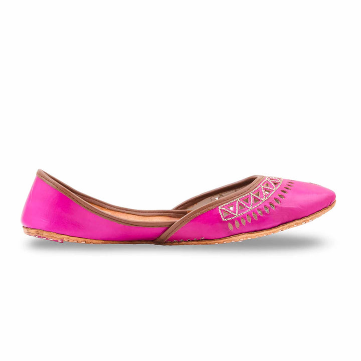 Pink Leather Khussa For Women EC8876
