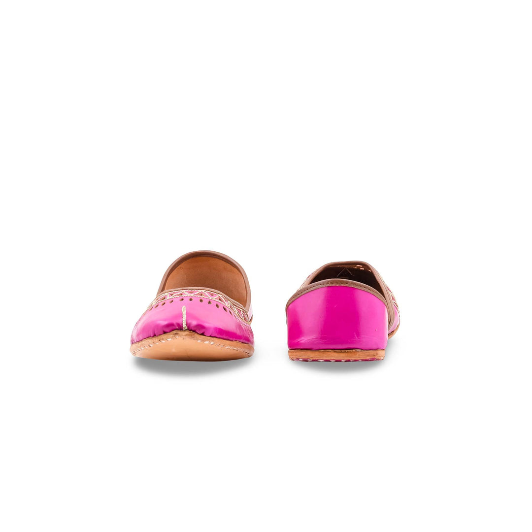 Pink Leather Khussa For Women EC8876
