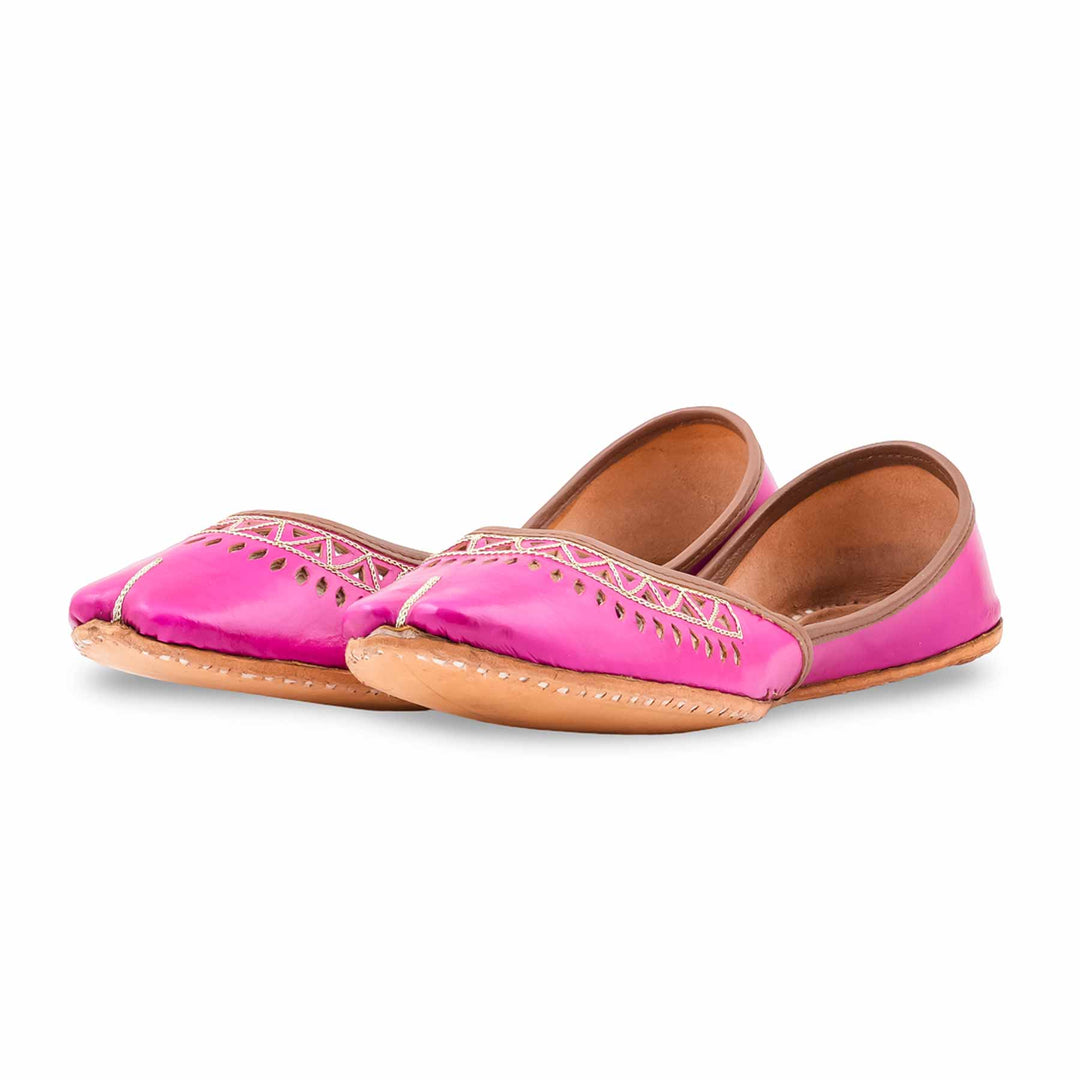 Pink Leather Khussa For Women EC8876