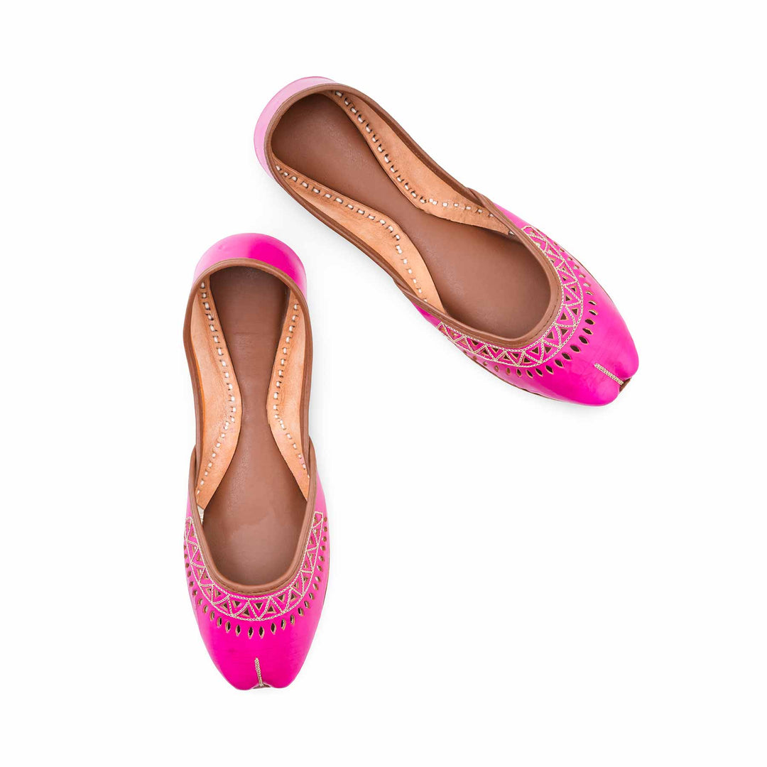 Pink Leather Khussa For Women EC8876