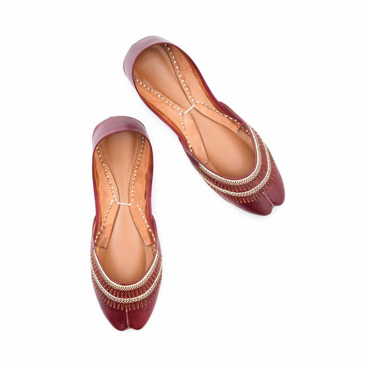 Maroon Leather Khussa For Women EC8877