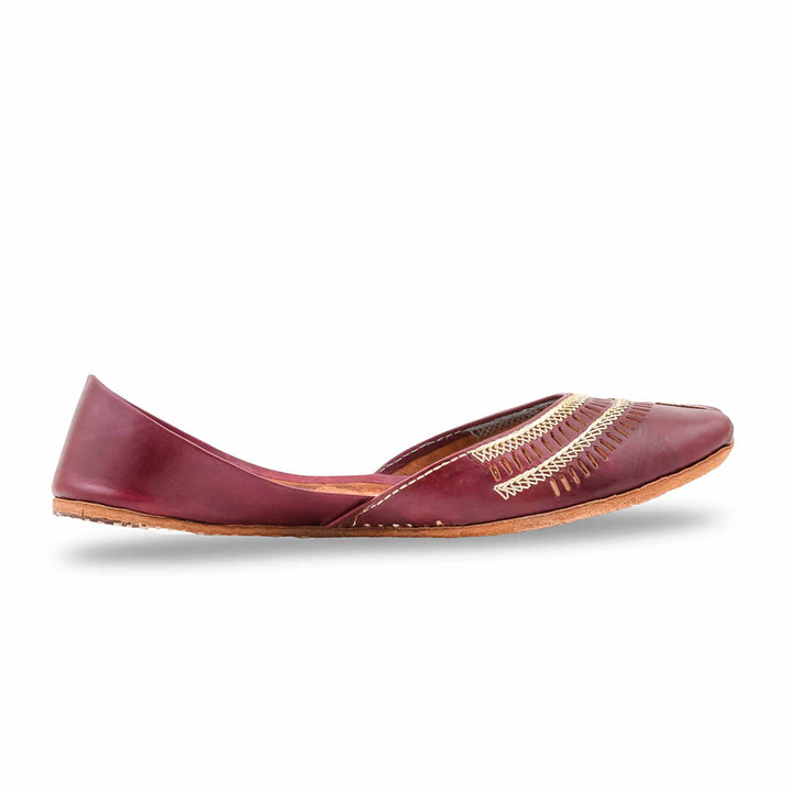 Maroon Leather Khussa For Women EC8877