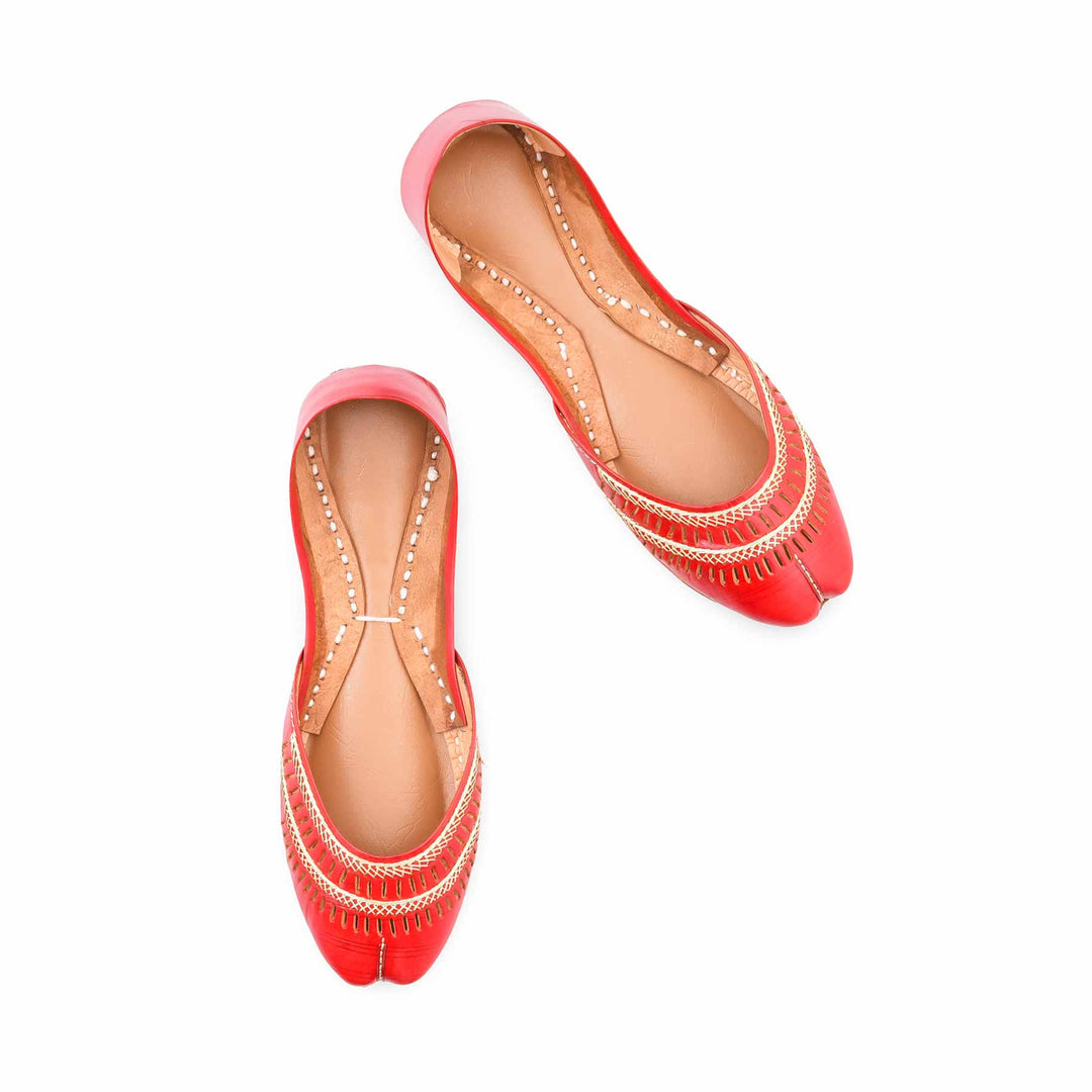 Red Leather Khussa For Women EC8877