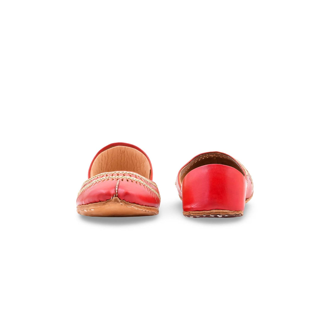Red Leather Khussa For Women EC8877