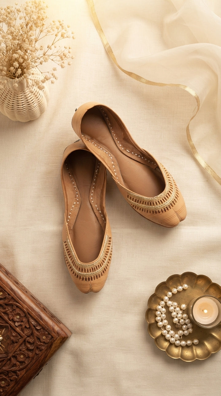 Fawn Leather Khussa For Women EC8877
