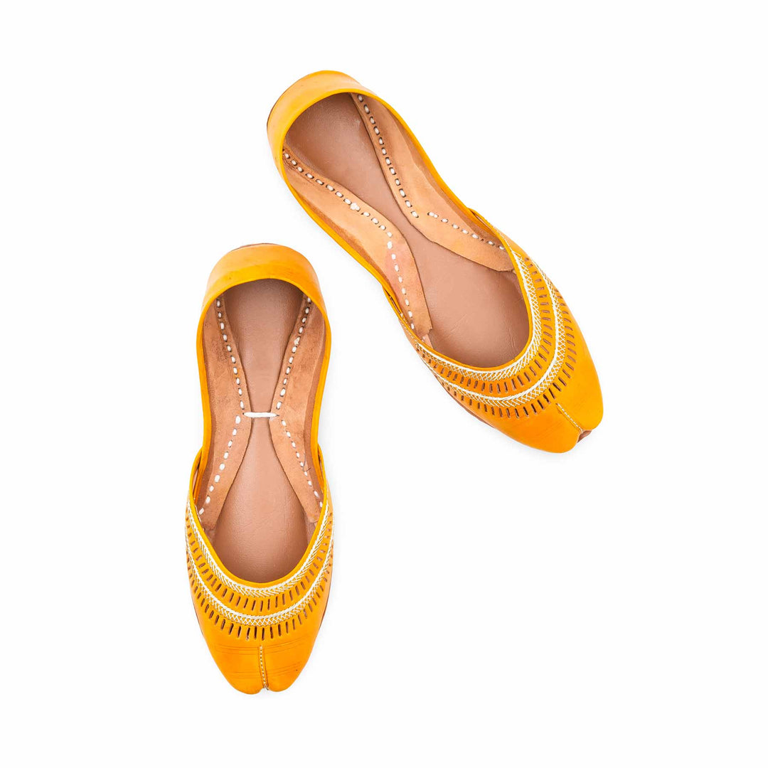 Yellow Leather Khussa For Women EC8877