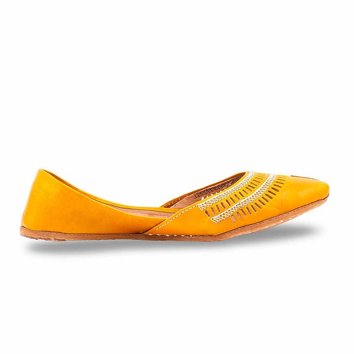 Yellow Leather Khussa For Women EC8877