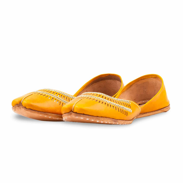 Yellow Leather Khussa For Women EC8877