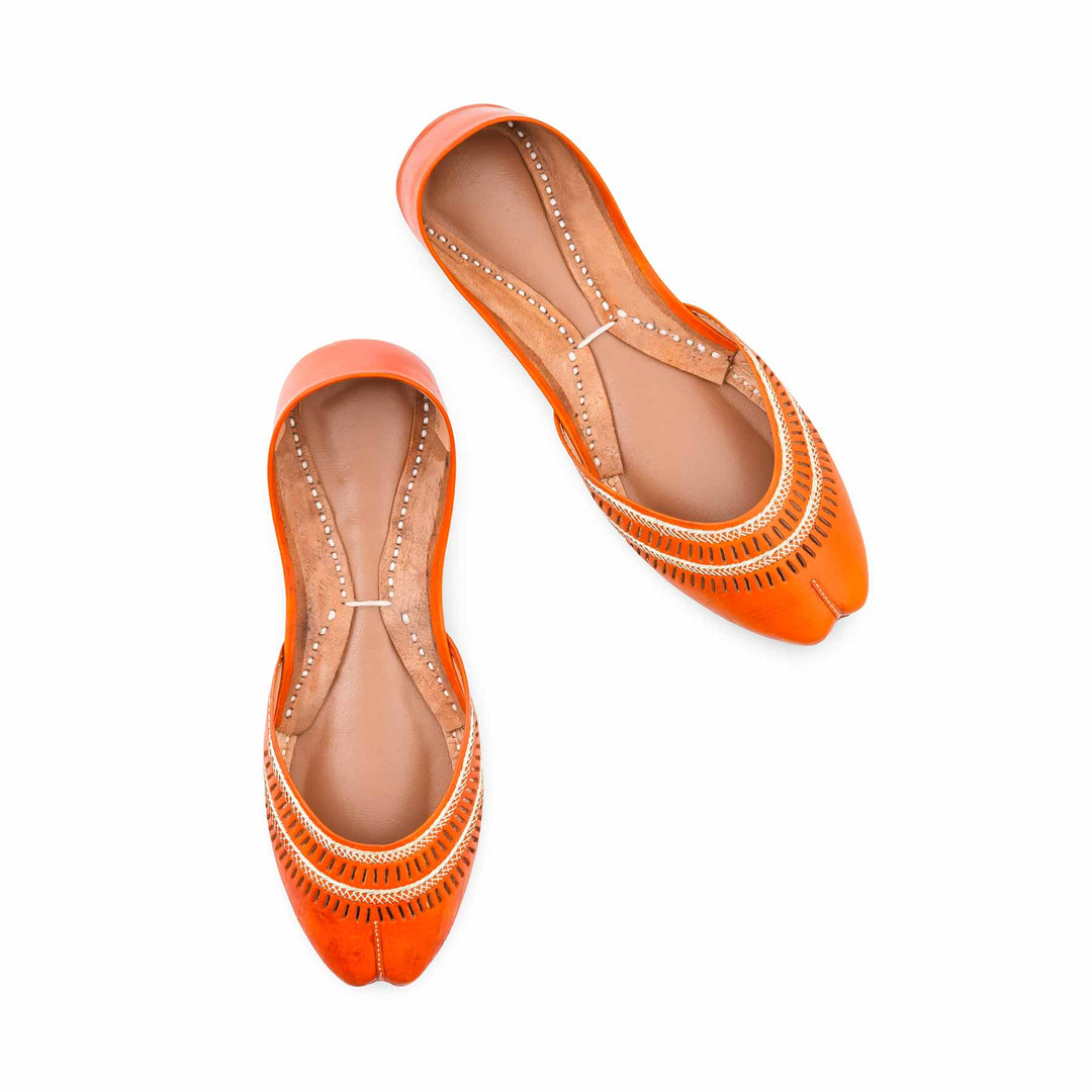 Orange Leather Khussa For Women EC8877