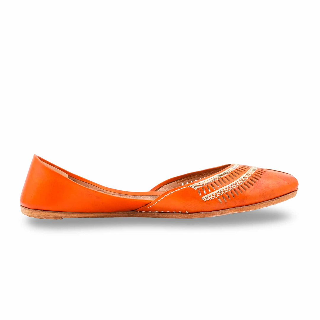 Orange Leather Khussa For Women EC8877