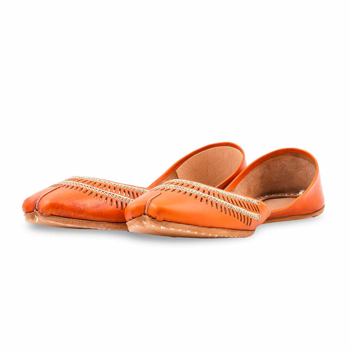 Orange Leather Khussa For Women EC8877