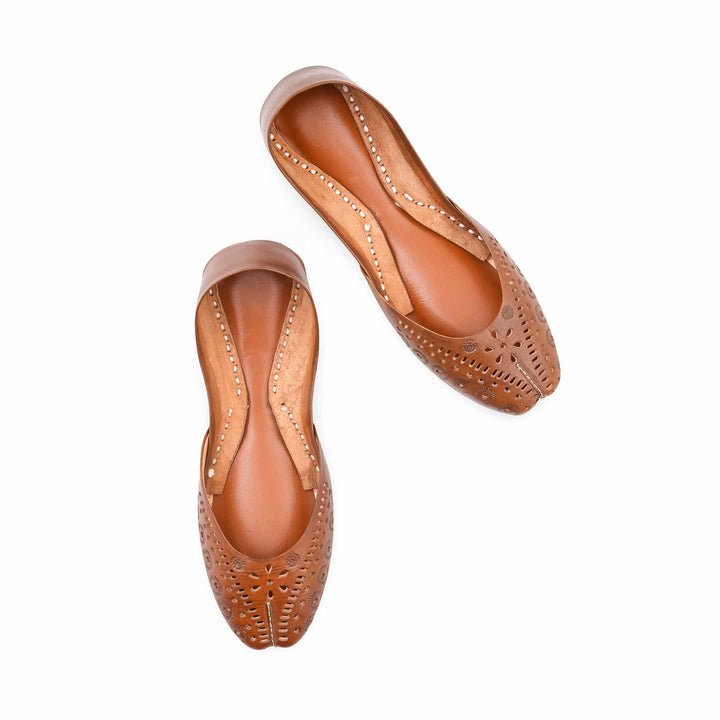 Brown Leather Khussa For Women EC8878
