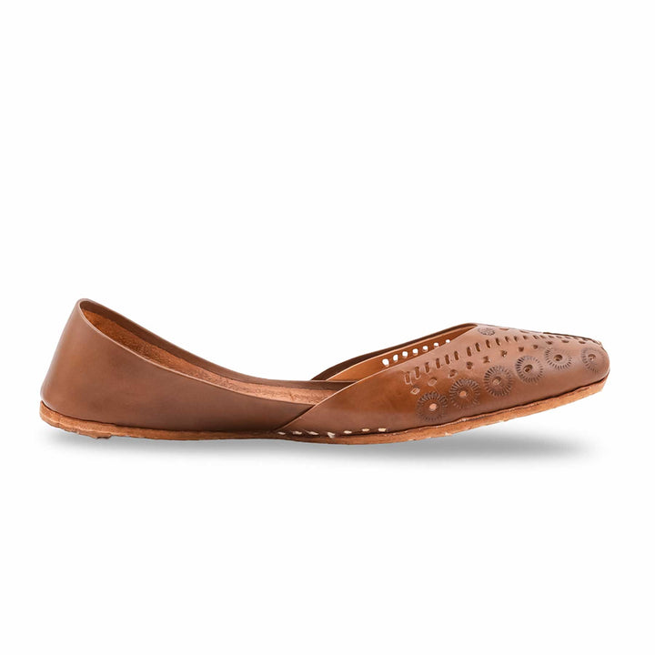 Brown Leather Khussa For Women EC8878