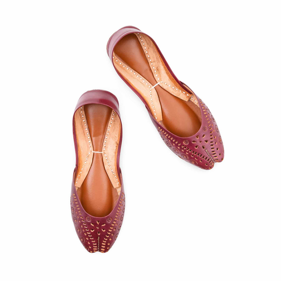 Maroon Leather Khussa For Women EC8878