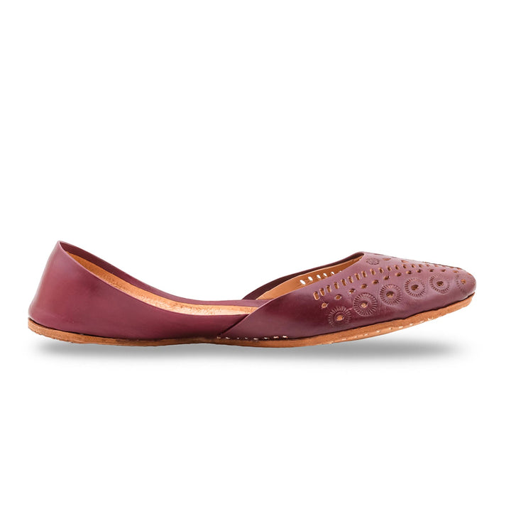 Maroon Leather Khussa For Women EC8878