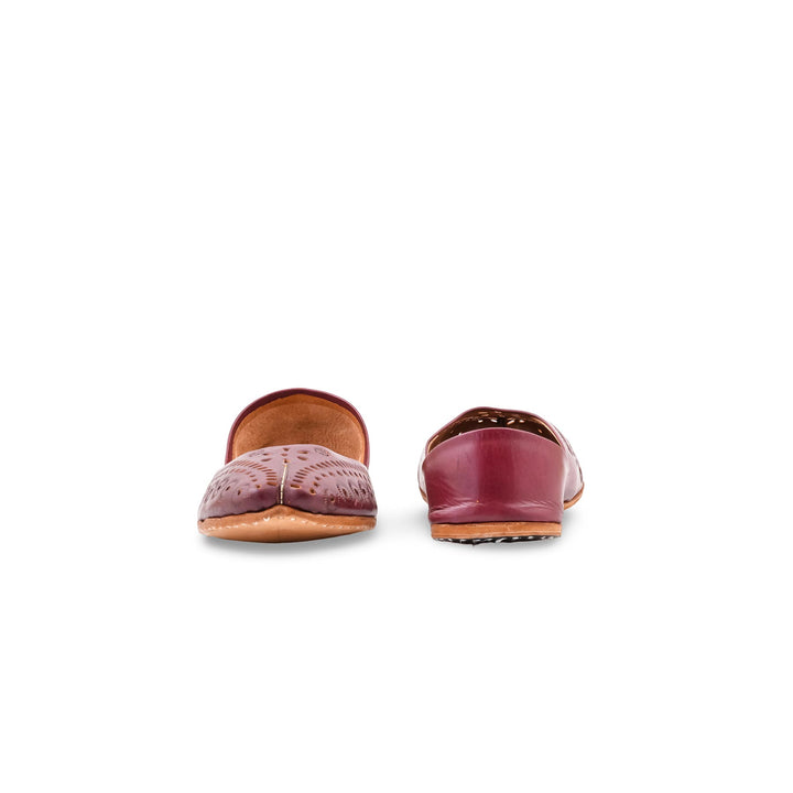 Maroon Leather Khussa For Women EC8878