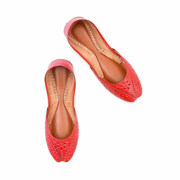 Red Leather Khussa For Women EC8878