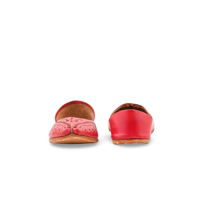Red Leather Khussa For Women EC8878