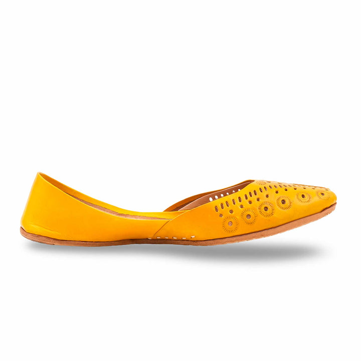 Yellow Leather Khussa For Women EC8878