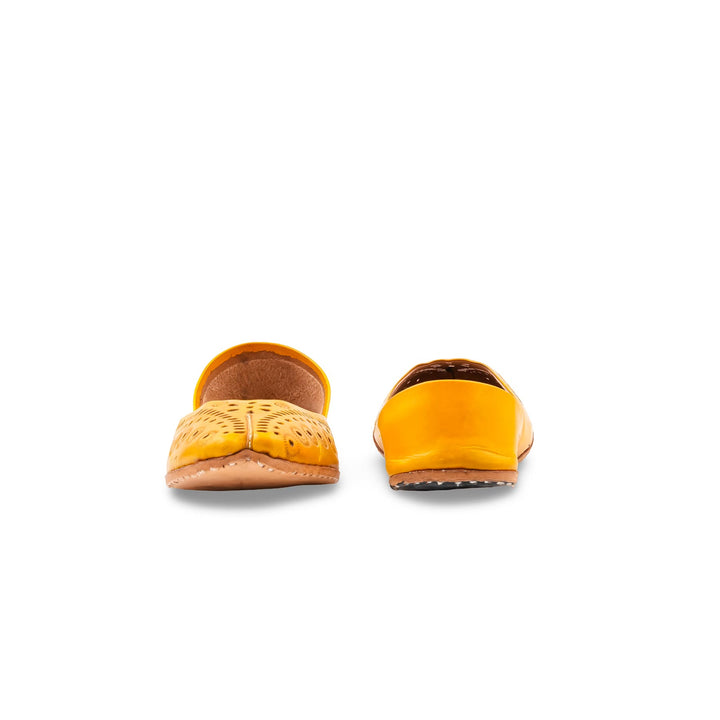 Yellow Leather Khussa For Women EC8878