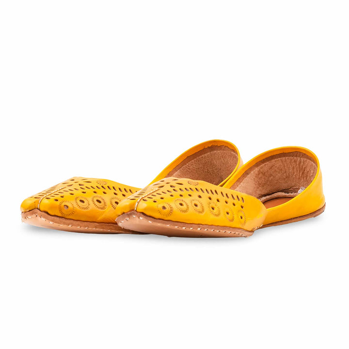 Yellow Leather Khussa For Women EC8878
