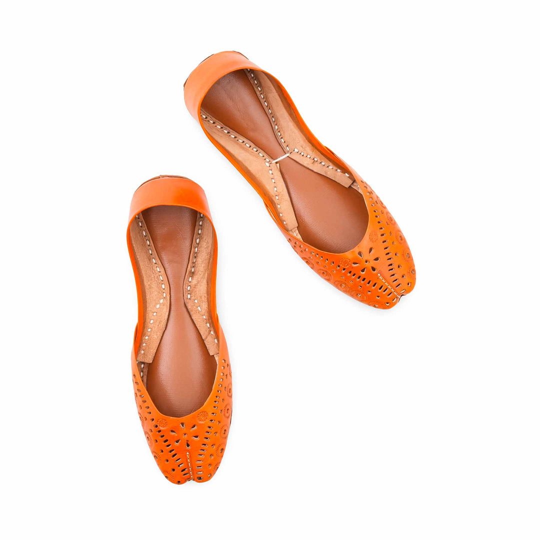 Orange Leather Khussa For Women EC8878