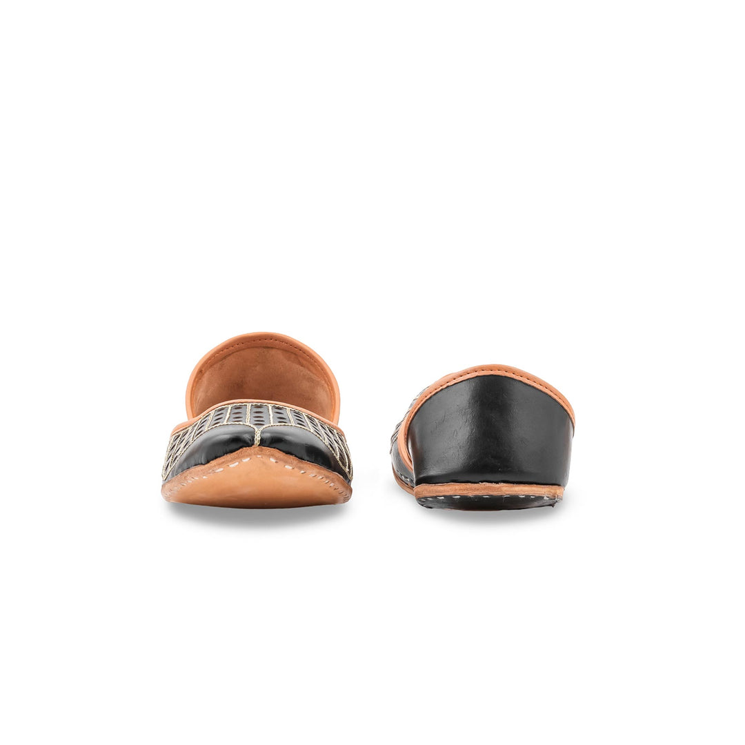 Black Leather Khussa For Women EC8879