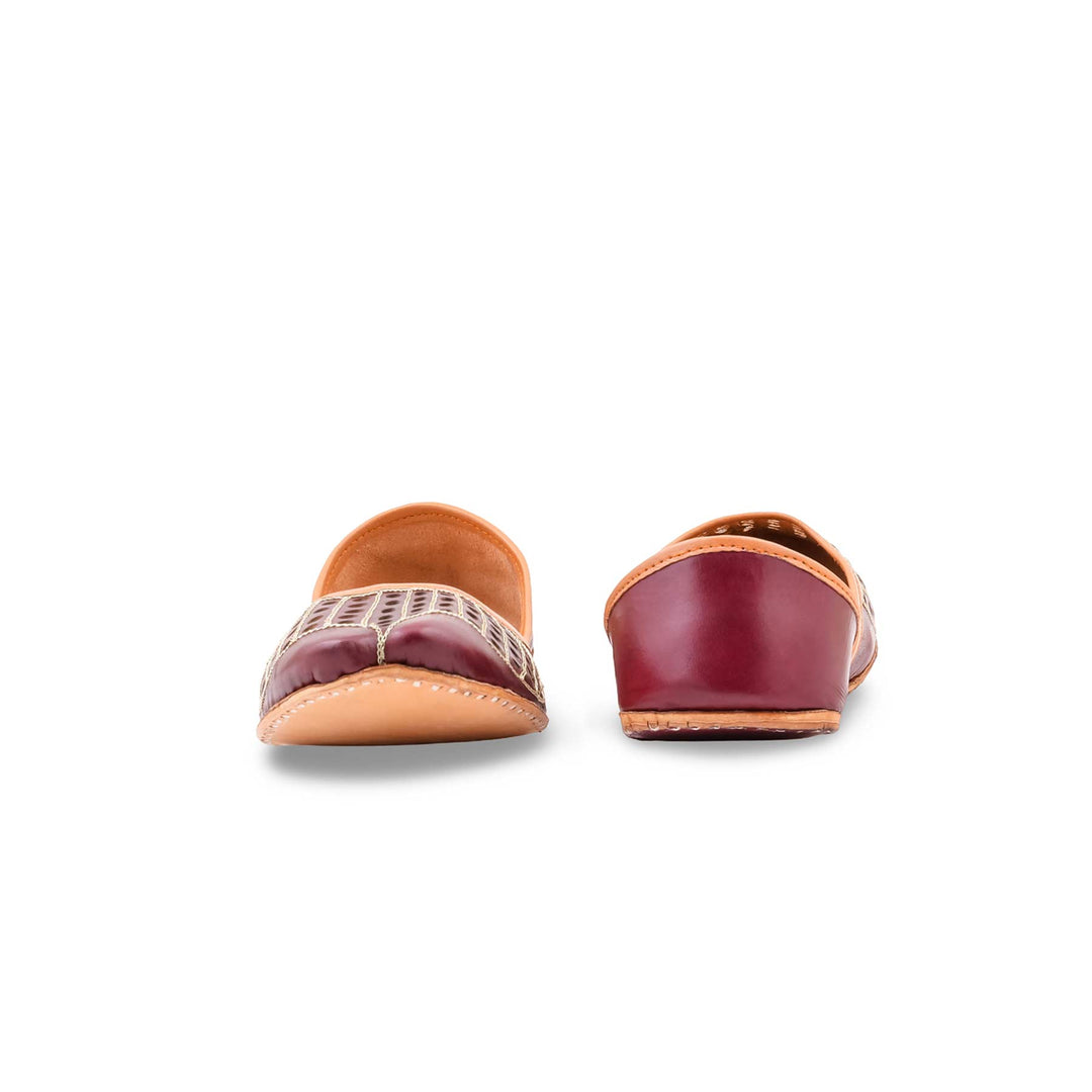 Brown Leather Khussa For Women EC8879
