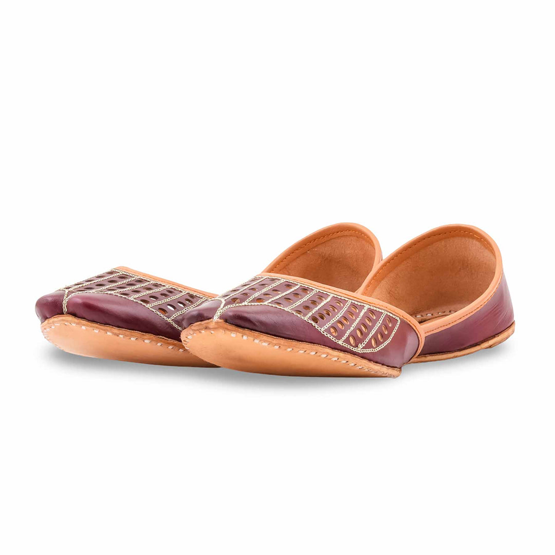 Brown Leather Khussa For Women EC8879