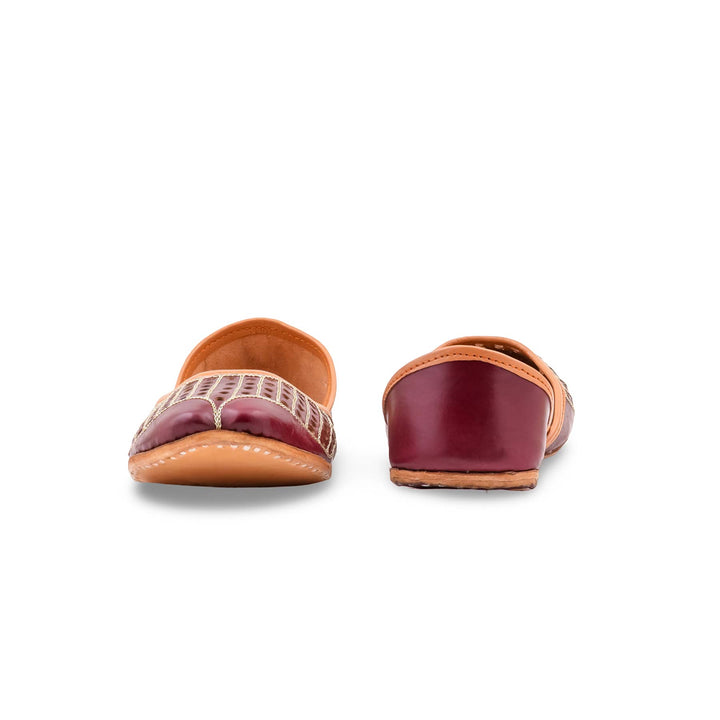 Maroon Leather Khussa For Women EC8879