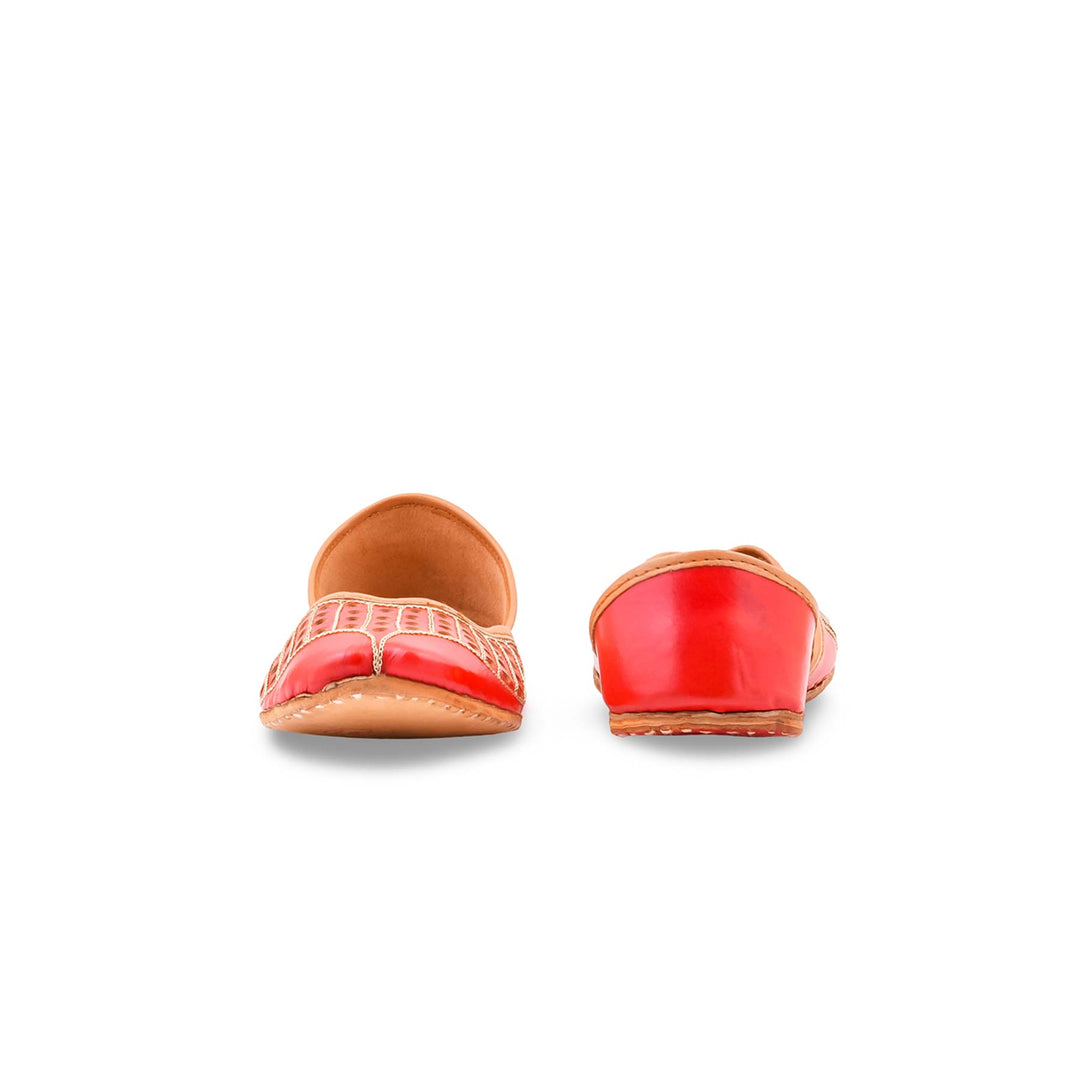 Red Leather Khussa For Women EC8879