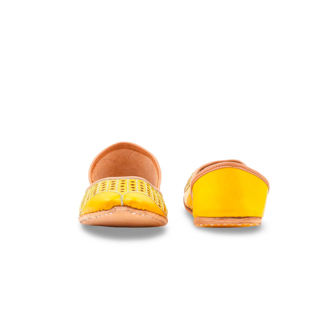 Yellow Leather Khussa For Women EC8879