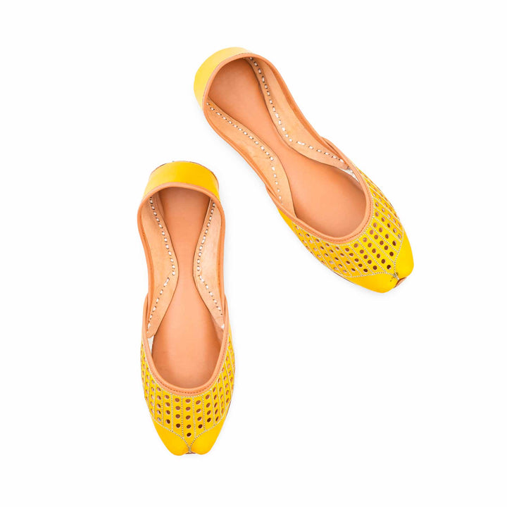 Yellow Leather Khussa For Women EC8879