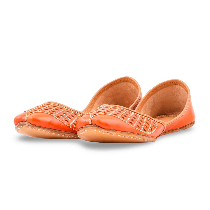 Orange Leather Khussa For Women EC8879