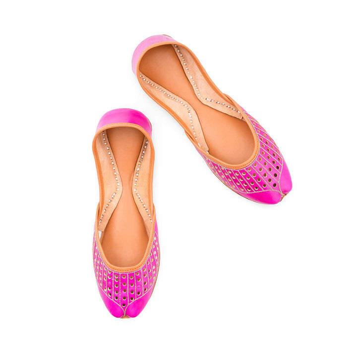 Pink Leather Khussa For Women EC8879
