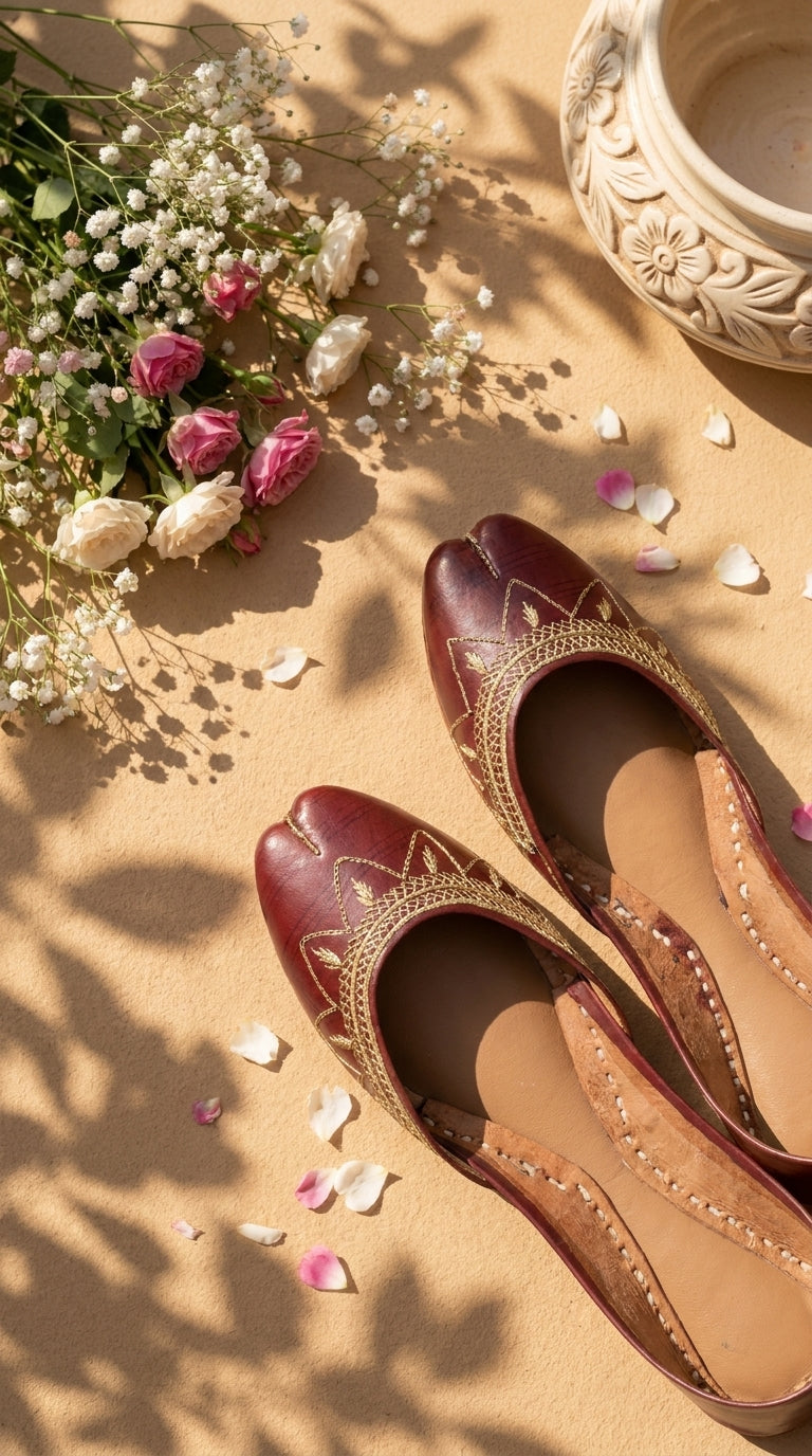 Maroon Leather Khussa For Women EC8880