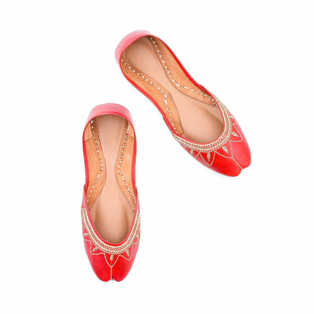 Red Leather Khussa For Women EC8880